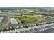 Panoramic aerial view showcasing the community's layout, amenities, and green spaces at 721 Drop Shot Dr, Davenport, FL 33896