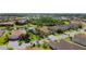 Aerial view showcasing a well-manicured neighborhood with palm trees, serene lake, and beautifully maintained homes at 772 San Raphael St, Kissimmee, FL 34759