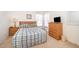 Guest bedroom with two windows and blue bedding at 8217 Fan Palm Way, Kissimmee, FL 34747