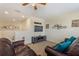 Upstairs loft space with comfortable seating, television, and carpeted floors at 9163 Wedge Dr, Davenport, FL 33896