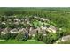Aerial view of a home with lush landscaping in a residential neighborhood surrounded by green trees at 12867 Woodmere Close Dr, Windermere, FL 34786