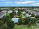 Aerial view of townhomes with a playground and swimming pool in the community at 1933 Estancia Cir, Kissimmee, FL 34741