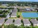 Aerial view showcasing townhomes, a tranquil pond and nearby commercial area at 1933 Estancia Cir, Kissimmee, FL 34741