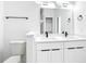 Modern bathroom featuring double vanity, white cabinets and quartz counters at 2639 Sw 162Nd Street Rd, Ocala, FL 34473