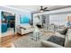 Open-concept living room featuring sleek furniture, hardwood floors, and lots of natural light at 302 E Drury Ave, Kissimmee, FL 34744