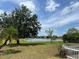 Expansive lake view from the backyard featuring a large tree and manicured lawn on a sunny day at 3638 Doe Run Dr, St Cloud, FL 34772