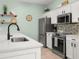 Modern kitchen equipped with stainless steel appliances and stylish backsplash at 4722 Flagler Beach Way, Kissimmee, FL 34746