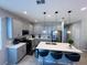 Bright kitchen featuring gray cabinets, stainless steel appliances, and a large island with seating at 1321 Yorkdale Rd, Davenport, FL 33837
