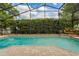 Screened-in pool with brick paver surround and a stacked stone feature in backyard at 154 Academy Oaks Pl, Altamonte Springs, FL 32714