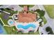 Aerial view highlighting a community pool, tennis courts, and a recreation center in a gated community at 1558 Cumin Dr, Poinciana, FL 34759