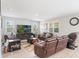 Inviting living room with comfortable leather seating, a stylish rug, and a large-screen television at 2821 Cathy Blvd, Winter Haven, FL 33880