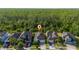 Aerial view highlighting the community's homes set against a backdrop of lush greenery and natural surroundings at 3890 Prairie Reserve Blvd, Orlando, FL 32824