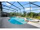 Inviting screened-in pool and spa area with lush greenery at 438 Marcello Blvd, Kissimmee, FL 34746