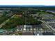 Aerial view highlighting the location of the townhomes and the amenities like community pool and outdoor area at 4542 Cypress Cay Way, Kissimmee, FL 34746