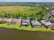 Aerial view showcases homes with screened lanais along a serene lake at 759 Glendora Rd, Poinciana, FL 34759
