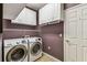 Laundry room with washer, dryer and overhead cabinets for storage at 759 Glendora Rd, Poinciana, FL 34759