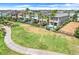 Aerial view of the home, community, and surrounding golf course at 1021 Castle Pines Ct, Reunion, FL 34747