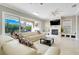 Spacious living area featuring a fireplace, TV, and access to the outdoor patio at 1021 Castle Pines Ct, Reunion, FL 34747