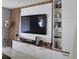 Modern living room features a sleek entertainment center, stylish decor, and plenty of storage at 15929 Moonlight Bay St, Winter Garden, FL 34787