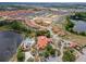 Stunning aerial view of a Primary-planned community with a pool, clubhouse, and lush landscaping by a lake at 209 Rosso Dr, Davenport, FL 33837