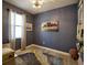 Charming bedroom with blue walls, stylish decor, and ample natural light from a window at 2888 Spring Breeze Way, Kissimmee, FL 34744