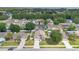 Overhead shot of homes in a quiet neighborhood, showcasing well-maintained yards and mature trees at 3886 Creek Bed Cir, St Cloud, FL 34769