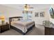Cozy bedroom featuring a queen-sized bed, dresser with a TV, and two windows with blinds at 4739 Cumbrian Lakes Dr, Kissimmee, FL 34746