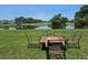 Lush backyard with a pond view, golf course view, and outdoor furniture at 1976 The Oaks Blvd, Kissimmee, FL 34746