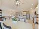 Open-concept kitchen and dining area with modern lighting and stainless steel appliances at 1976 The Oaks Blvd, Kissimmee, FL 34746