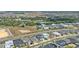 Wide aerial shot of homes in a vibrant neighborhood, green spaces, and roadways at 2110 Old Hollow Ln, Clermont, FL 34715