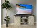 Living room with a large TV and a decorative entertainment center at 2714 Rio Grande Trl # 2714, Kissimmee, FL 34741