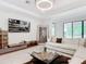 Cozy living room featuring modern furnishings, neutral paint, and a large window that brings in natural light at 684 San Augusto Dr, Poinciana, FL 34759