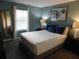 Bright bedroom features a queen bed with plush pillows, elegant nightstands and natural light from the window at 9079 Dogleg Dr, Davenport, FL 33896