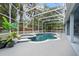 The screened pool area is complemented by tropical plants, creating a private outdoor retreat at 13044 Lakeshore Grove Dr, Winter Garden, FL 34787