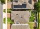 An aerial view showcases the roofs and backyards of neighboring homes at 3084 Slough Creek Dr, Kissimmee, FL 34744