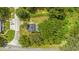 Aerial shot shows a charming home embraced by lush greenery and towering trees at 5851 Se Drew Rd, Belleview, FL 34420
