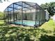Enclosed swimming pool with pool lights, showcasing a relaxing backyard setting at 671 Carey Way, Orlando, FL 32825