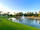 Enjoy tranquil pond views with a water fountain feature and landscaping at 2788 Sun Key Pl, Kissimmee, FL 34747
