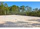 White sandy volleyball court ready for a game with blue net, surrounded by trees at 349 Captiva Dr, Davenport, FL 33896