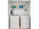 Practical laundry room with modern washer and dryer, and storage shelves at 3617 Anibal St, Kissimmee, FL 34746