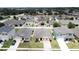 Aerial view of a residential neighborhood featuring well-maintained homes, landscaping, and streetscapes at 3690 Maidencain St, Clermont, FL 34714