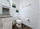 Bright bathroom features a granite countertop, updated fixtures, and decorative wall art at 394 Orange Cosmos Blvd, Davenport, FL 33837