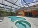 Enjoy the screened-in pool and spa area, perfect for outdoor entertaining and relaxation with easy access to the home at 394 Orange Cosmos Blvd, Davenport, FL 33837