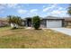 Charming single-story home featuring a manicured lawn and a two-car garage at 604 Kangaroo Dr, Poinciana, FL 34759