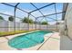 Backyard pool with a screened enclosure and ample patio space for lounging and entertainment at 7807 Turkey Oak Ln, Kissimmee, FL 34747