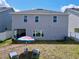 Back exterior featuring a well-maintained lawn and covered patio at 1181 Lone Palm Way, St Cloud, FL 34771