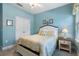 Comfortable bedroom with white closet doors and light blue walls at 1631 Nina Dr, Davenport, FL 33837
