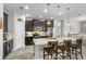 Modern kitchen featuring a large island with seating, stainless steel appliances, and dark wood cabinets at 1631 Nina Dr, Davenport, FL 33837