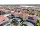 Aerial view of a residential neighborhood with tile roofs and screened-in pools at 219 Rosso Dr, Davenport, FL 33837