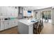 Modern kitchen with a large island, white cabinets, granite countertops and stainless steel appliances at 2821 Columbus Ave, Clermont, FL 34715